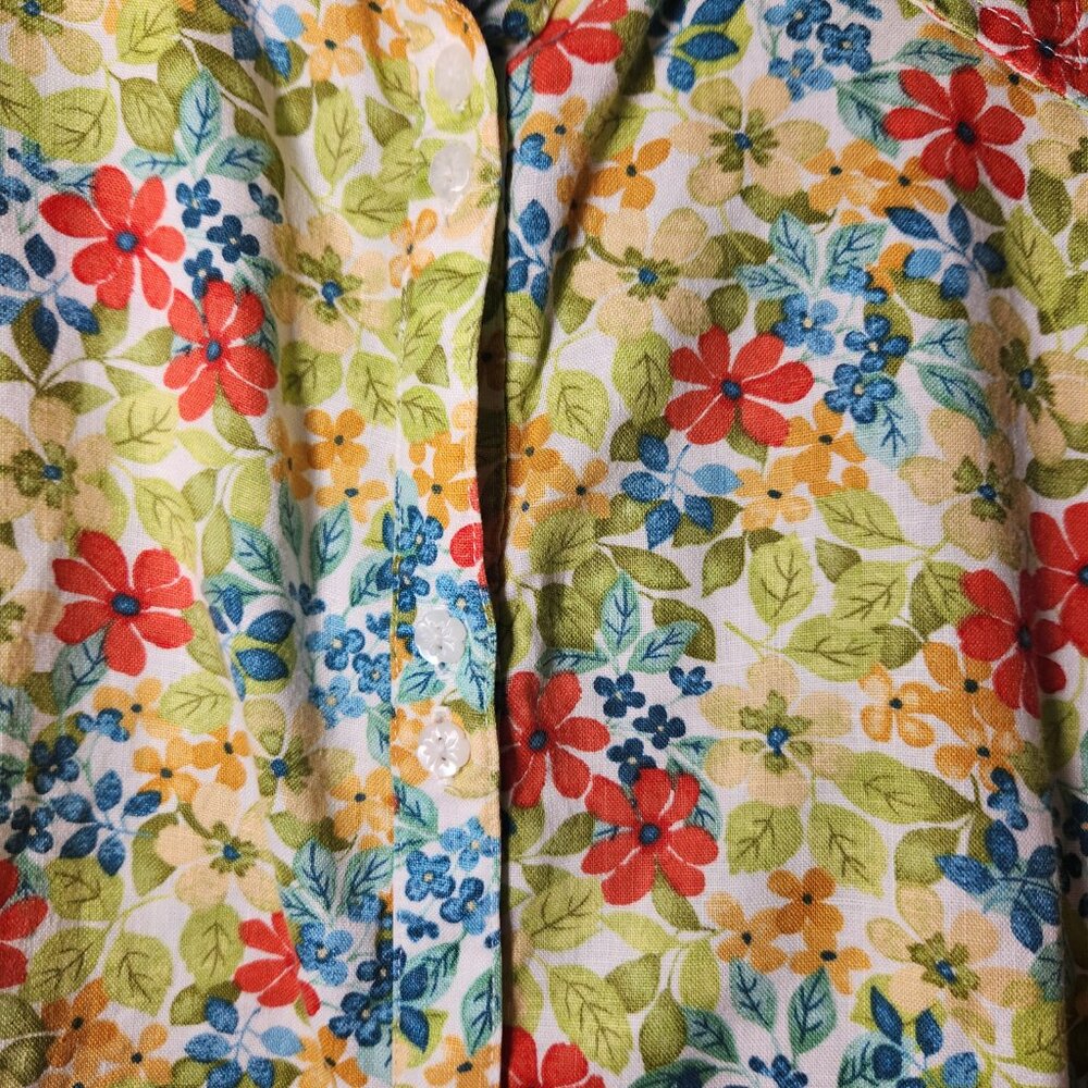 Liz Claiborne Floral Linen Shirt 3X - Picture 3 of 14